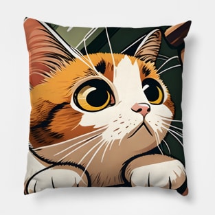 Cute Cat Face Chonk Meme Cat Pillow