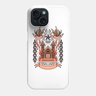 burning home tattoo flash Phone Case