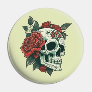 Skull with Rose Pin