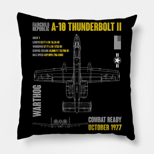 Fairchild Republic A-10 Thunderbolt II Pillow by Mandra