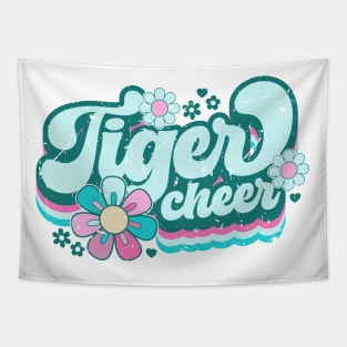 Tiger cheer - retro tiger cheer - floral tiger cheer Tapestry