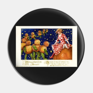 Unusual Halloween Pumpkin men and stars Greetings Pin