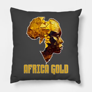 African Woman Shaped In Golden Africa Map Pillow