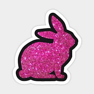 Hot Pink Faux Glitter Easter Bunny Magnet