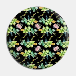 Green Flowering Leaves Pattern Pin