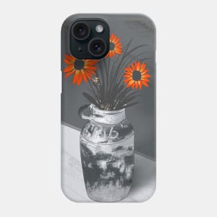 gray vase with orange flowers Phone Case