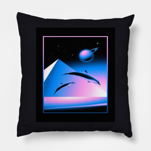Retro Dolphins Pillow by joshsmith