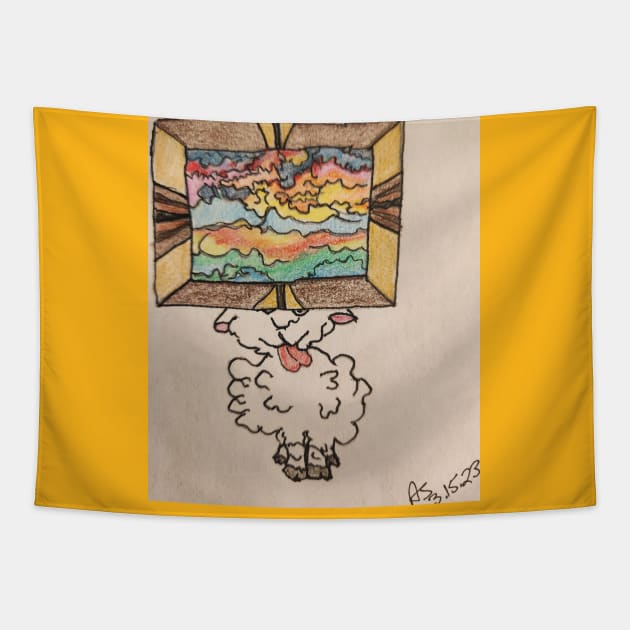 Color Picture Sheep Tapestry by ARSTees