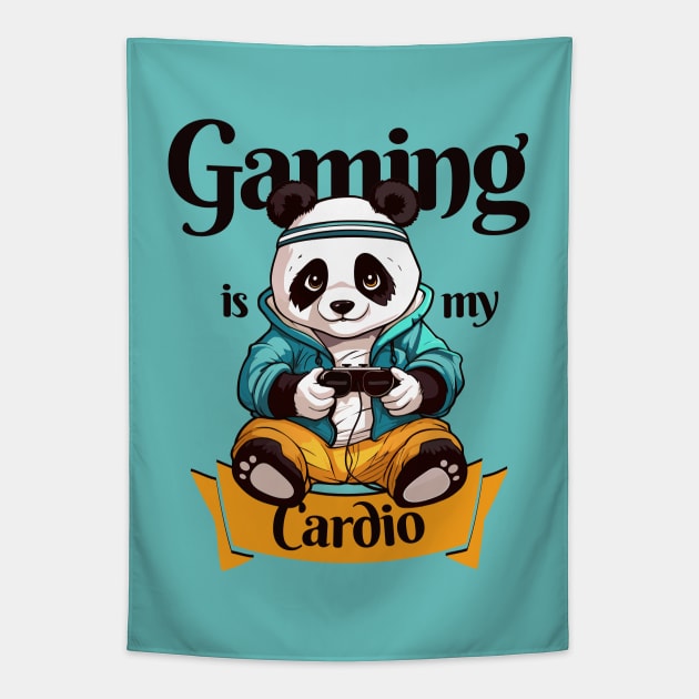 Gaming Panda, Gaming is my cardio Tapestry by Art Joy Studio