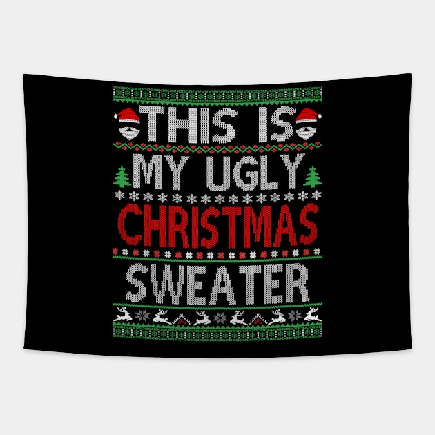 ugly sweater christmas 2024 Tapestry by Bagshaw Gravity