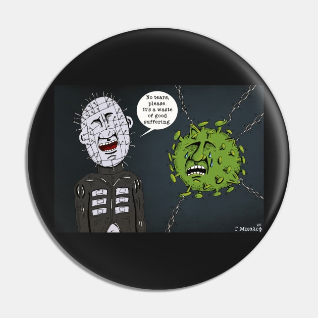 COVID-19 vs Pinhead Pin by micalef