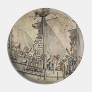 Ship with Revelling Sailors by Hans Holbein the Younger Pin