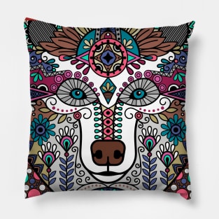 Wolf Head Ornament Geometric Pillow