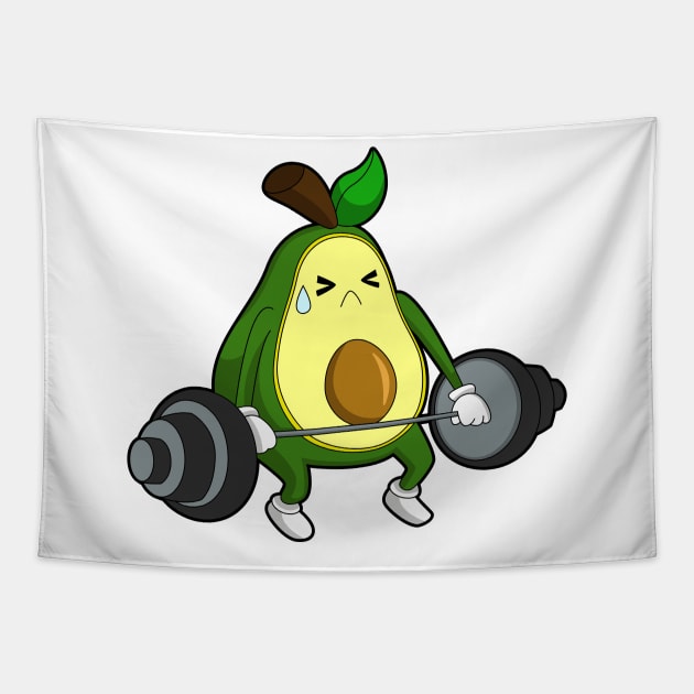 Avocado at Fitness with Barbell Tapestry by Markus Schnabel