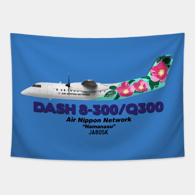 DeHavilland Canada Dash 8-300/Q300 - Air Nippon Network "Hamanasu" Tapestry by TheArtofFlying