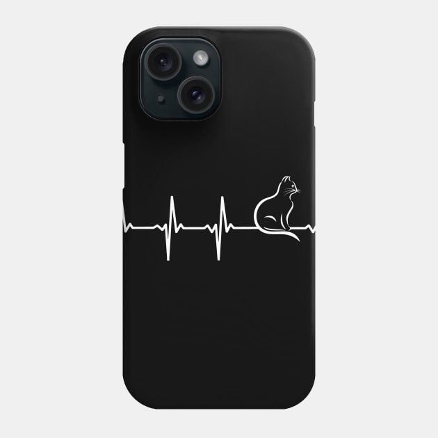 Cat Heartbeat Gift For Cat Lovers Phone Case by OceanRadar