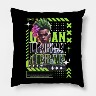 Anime steetwear asthetic , Urban design. Pillow