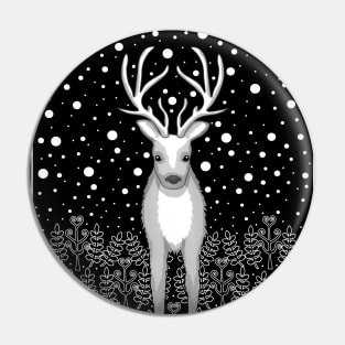 Black and white reindeer Pin