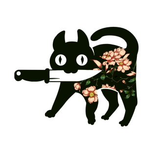 Ninja Flower Cat with Knifes T-Shirt