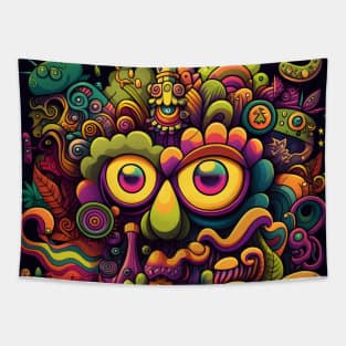 Trippy Colorful Cartoon Tapestry