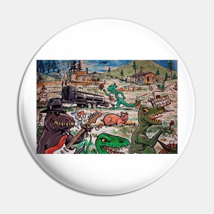 Dinosaur BBQ Mural Pin