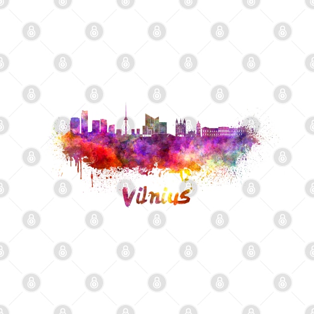 Vilnius skyline in watercolor by PaulrommerArt