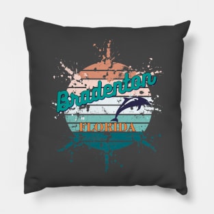 Bradenton Florida Exploding Retro Sunset Pillow