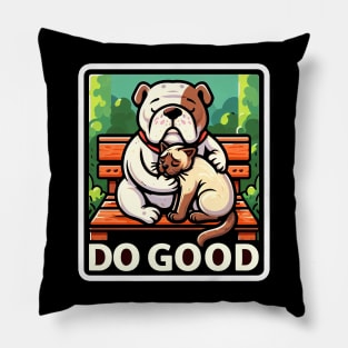 Do Good Bulldog Siamese Cat Pillow