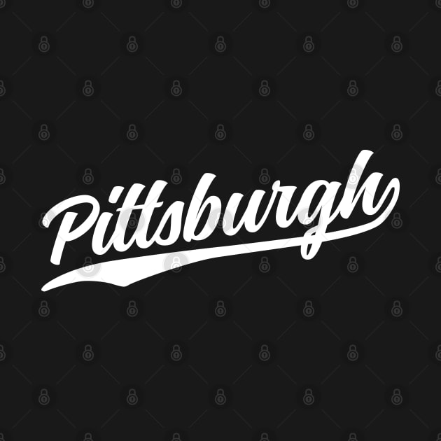 Pittsburgh Cursive White Vintage Athletic Script by DetourShirts