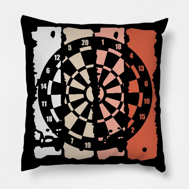 Darts Vintage Retro Game Dartboard Dart Pillow by DesignatedDesigner