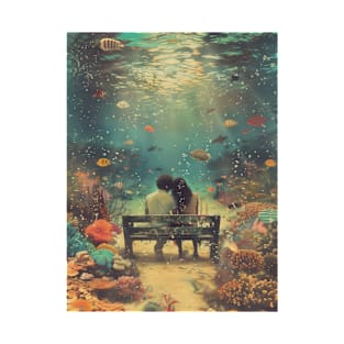 Submerged Serenity: Underwater Love Bench Design T-Shirt