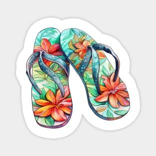 Watercolor Flip Flops #6 Magnet