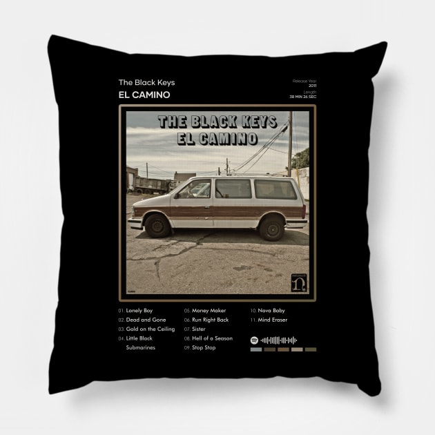 The Black Keys - El Camino Tracklist Album Pillow by 80sRetro