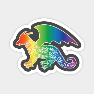 Rainbow Dragon on Black - Fantasy Butcher Cuts of Meat Magnet