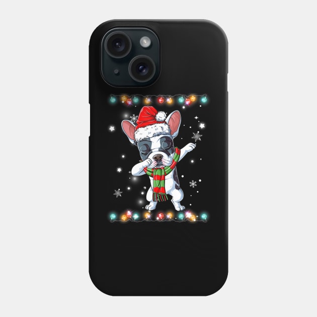 Dabbing French Bulldog Santa Christmas Kids Phone Case by Mitsue Kersting