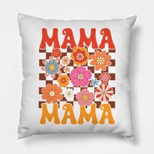 Cute Flower Groovy Mama Colorful Flowers Matching Family Pillow