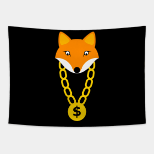 Cute Fox With Gold Chain And Dollar Symbol Tapestry