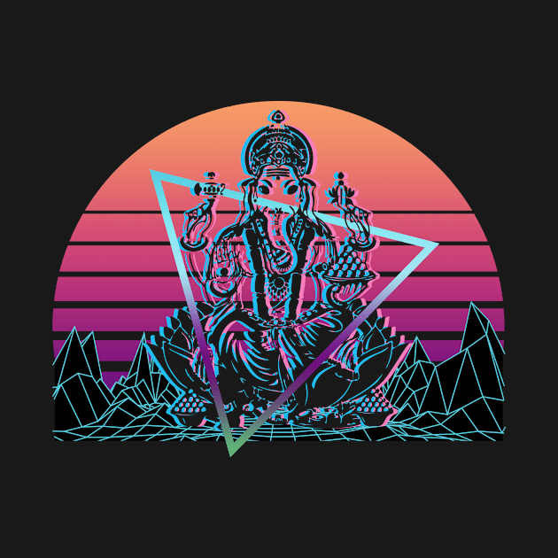 Ganesha Hindu God Ancient Hindu Mythology Vaporwave Gift by Alex21