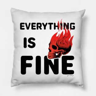 Everything Is Fine: Fiery Skull Pillow