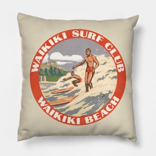 Waikiki Surf Club Vintage Travel Style Souvenir Pillow