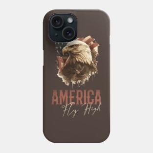 USA flag and vintage drew eagle design with patriotic words Phone Case