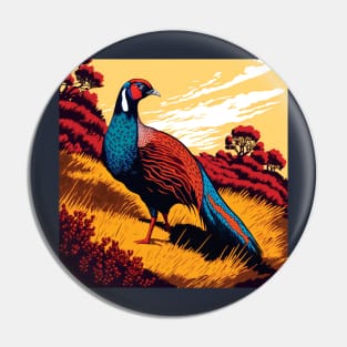 Pheasant in Countryside Pin