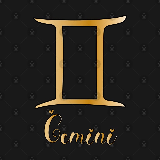 Gemini Zodiac Sign golden by Symbolsandsigns