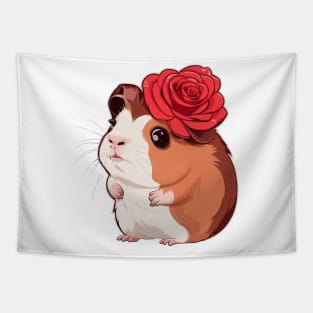 Cute guinea pig with rose Tapestry