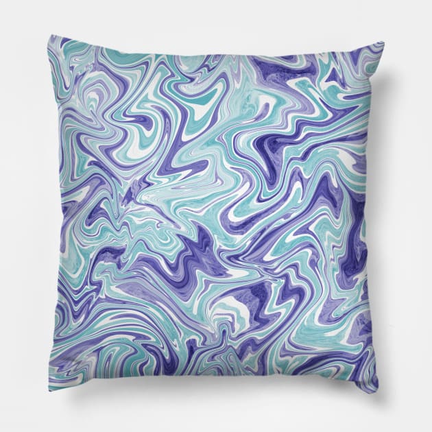 Very peri and ice blue liquify marble texture, purple and blue liquid art Pillow by NadiaChevrel