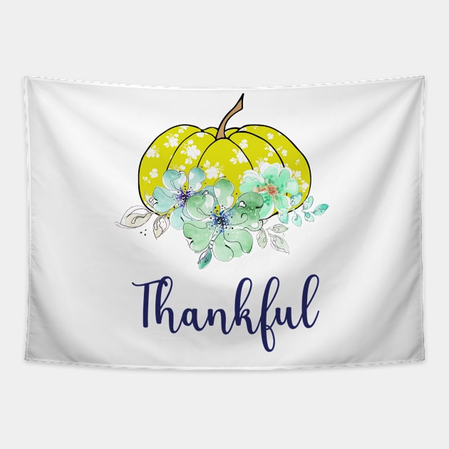 Thankful yellow pumpkin Tapestry by Anines Atelier