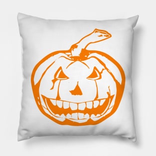 Scary Orange Pumpkin Pillow