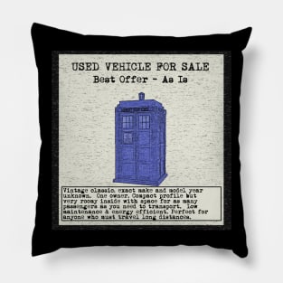 Funny Blue Time Machine Ad Pillow