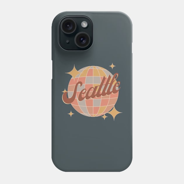 Seattle City Disco ball Retro Vintage Style Phone Case by Bailamor