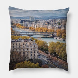 Paris city and Seine Pillow